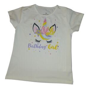 Birthday Girl Unicorn T-Shirt Size 7Y White